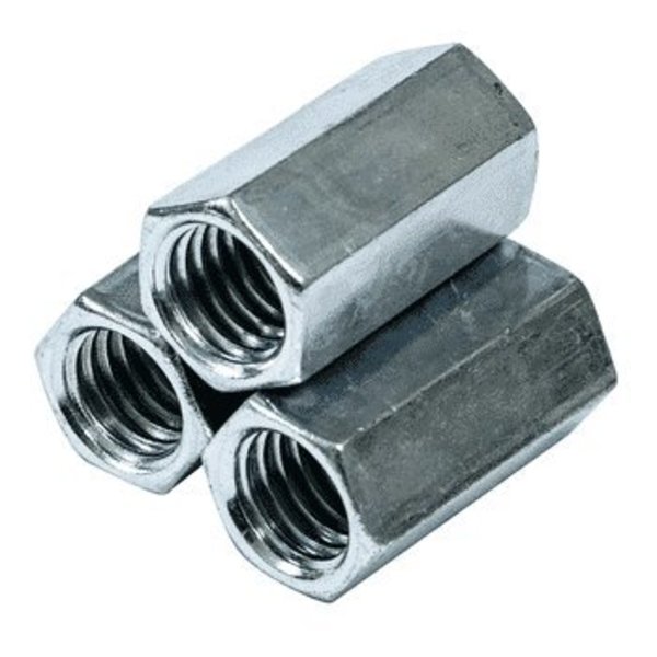 Newport Fasteners Coupling Nut, 1"-8, Steel, Grade A, Zinc Plated, 2-1/2 in Lg, 1-1/4 in Hex Wd 896576-PR-15